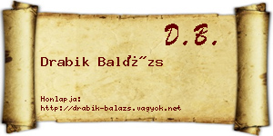 Drabik Balázs névjegykártya